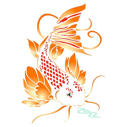 Koi Stencil - 8 x 11.5 inch L - Reusable Asian Oriental Carp Fis...