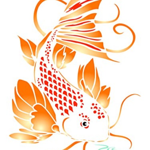 Koi Stencil - 8 x 11.5 inch L - Reusable Asian Oriental Carp Fis...