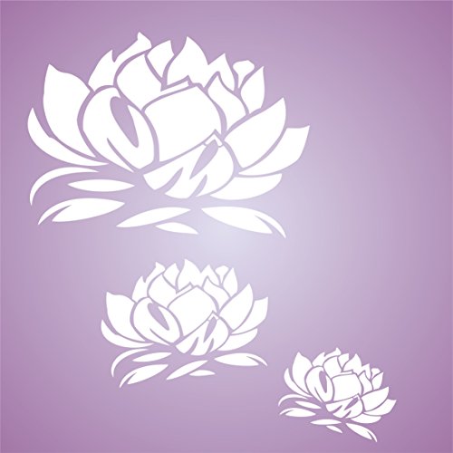 Oriental Lotus Blossom Stencil - 6.5 x 4.5 inch XS Reusable Asia...