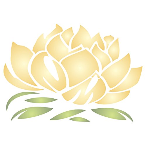 Oriental Lotus Blossom Stencil - 6.5 x 4.5 inch XS Reusable Asia...