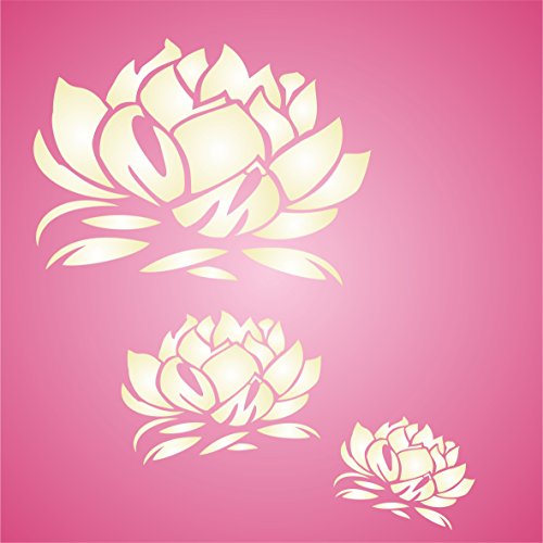 Oriental Lotus Blossom Stencil - 6.5 x 4.5 inch XS Reusable Asia...