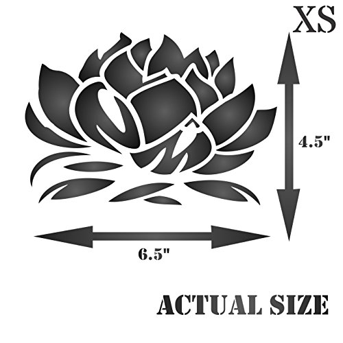 Oriental Lotus Blossom Stencil - 6.5 x 4.5 inch XS Reusable Asia...
