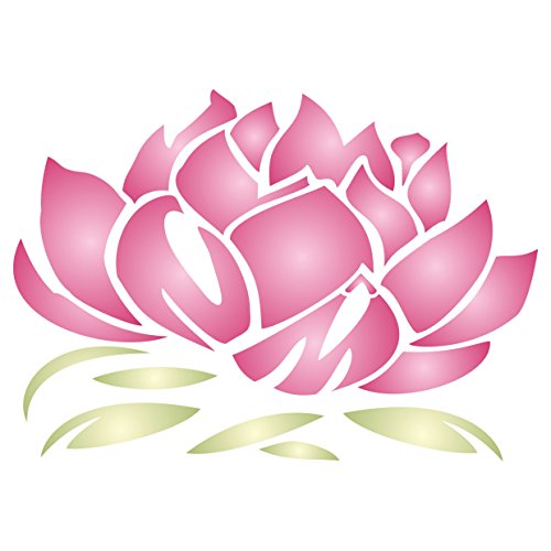 Oriental Lotus Blossom Stencil - 6.5 x 4.5 inch XS Reusable Asia...