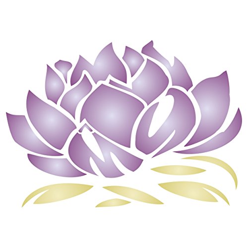 Oriental Lotus Blossom Stencil - 6.5 x 4.5 inch XS Reusable Asia...