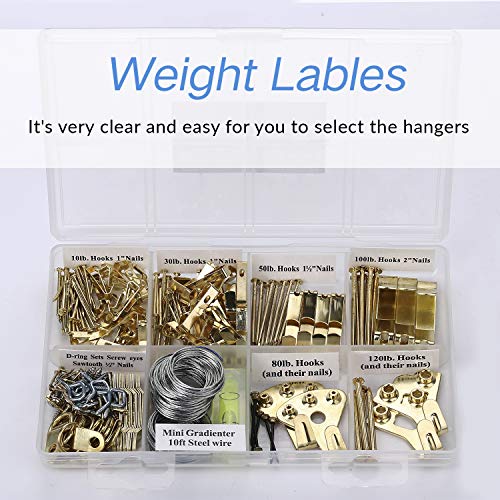 Picture Hangers, Quality Picture Hanging Kit, 225pcs Heavy Duty Fr...