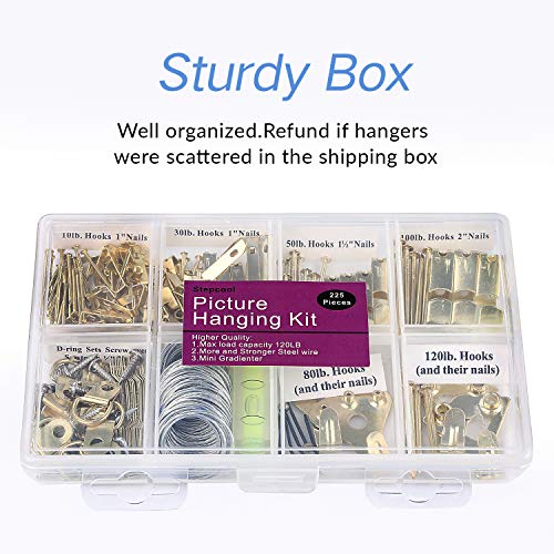 Picture Hangers, Quality Picture Hanging Kit, 225pcs Heavy Duty Fr...