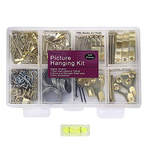 Picture Hangers, Quality Picture Hanging Kit, 225pcs Heavy Duty Fr...