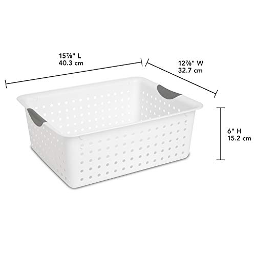 Sterilite 16268006 Large Ultra Basket, White Basket w/ Titanium In...
