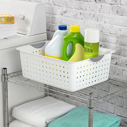 Sterilite 16268006 Large Ultra Basket, White Basket w/ Titanium In...