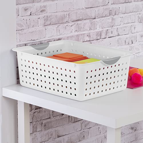 Sterilite 16268006 Large Ultra Basket, White Basket w/ Titanium In...