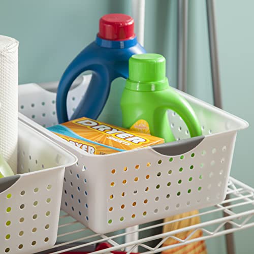 Sterilite 16268006 Large Ultra Basket, White Basket w/ Titanium In...