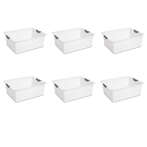Sterilite 16268006 Large Ultra Basket, White Basket w/ Titanium In...