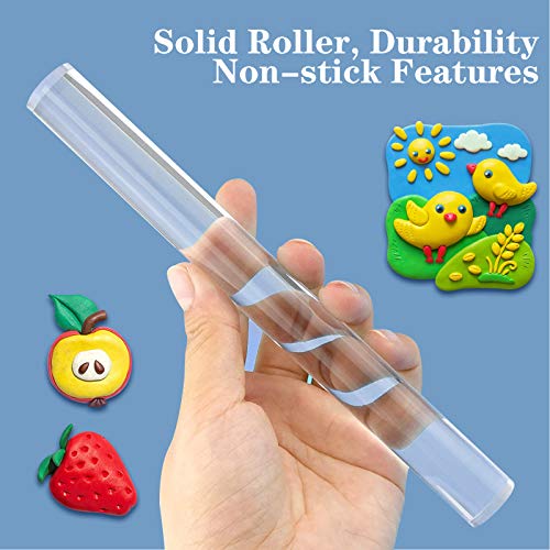 8 Pieces Acrylic Clay Roller Set, 4 Polymer Clay Cutters 2 Clay Ro...