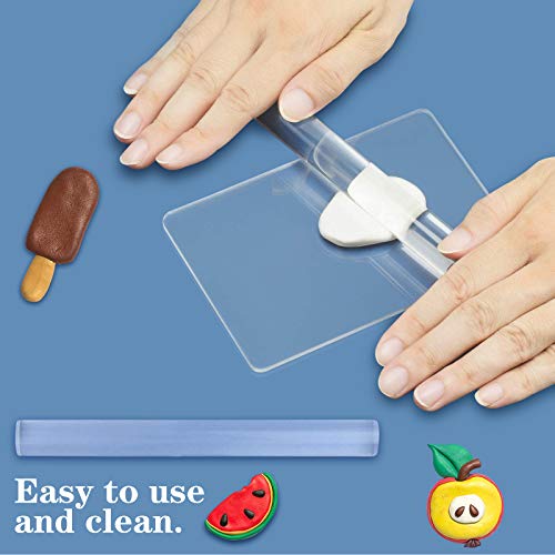 8 Pieces Acrylic Clay Roller Set, 4 Polymer Clay Cutters 2 Clay Ro...
