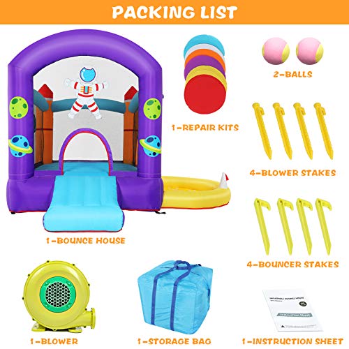 Stoog Kids Bounce House with Blower, Jump Slide Inflatable Bouncer...