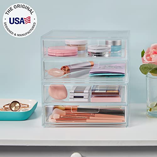 STORi Chloe Stackable Clear Double Organizer Drawers | 2 Piece Set...