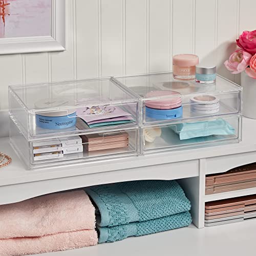 STORi Chloe Stackable Clear Double Organizer Drawers | 2 Piece Set...
