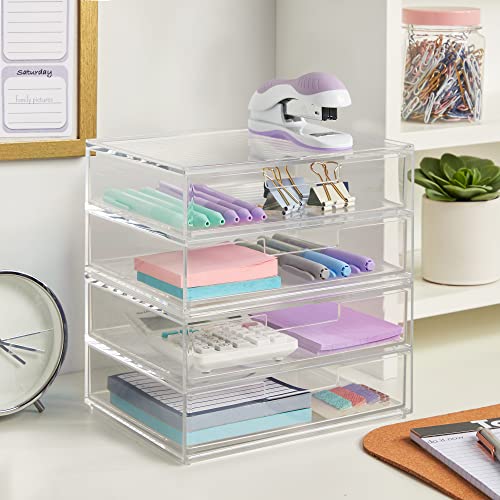 STORi Chloe Stackable Clear Double Organizer Drawers | 2 Piece Set...