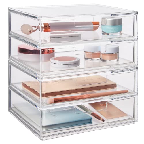 STORi Chloe Stackable Clear Double Organizer Drawers | 2 Piece Set...
