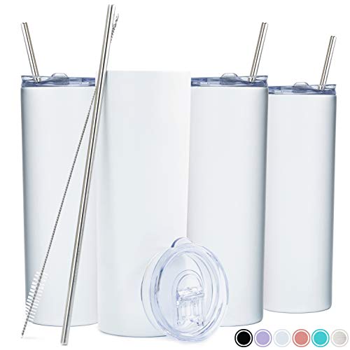 SKINNY TUMBLERS 4 pack 20oz Stainless Steel Double Wall Insulate...