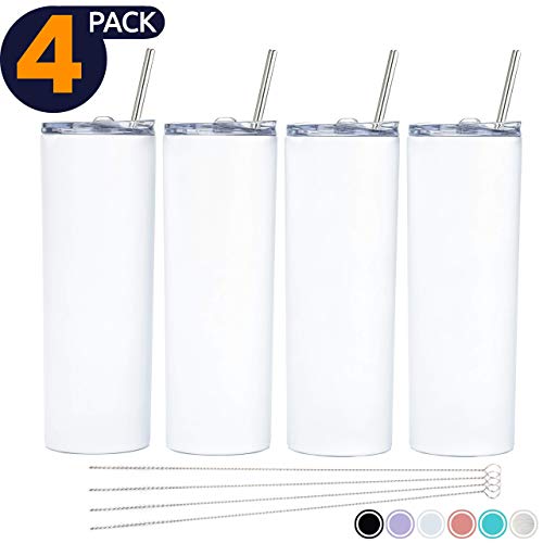 SKINNY TUMBLERS 4 pack 20oz Stainless Steel Double Wall Insulate...
