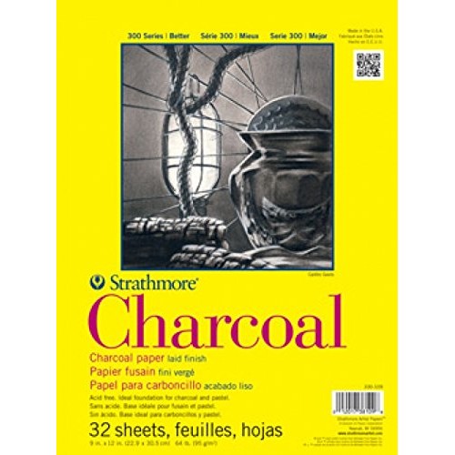 Strathmore 300 Series Charcoal Pad, White, 9x12 Wire Bound, 32 S...