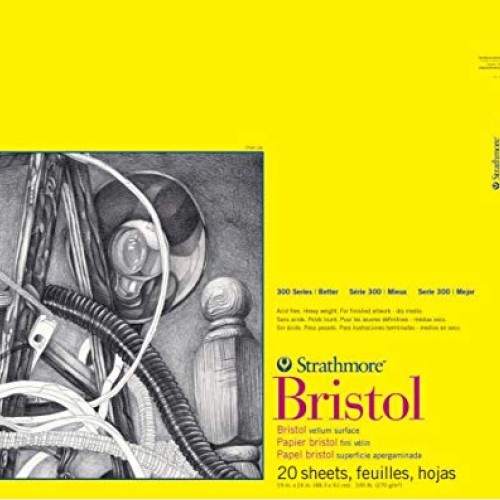 Strathmore 342-119 300 Series Bristol Vellum Pad, 19x24, Tape Bo...