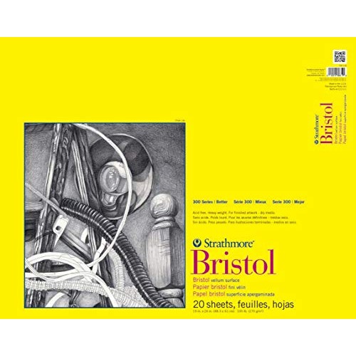 Strathmore 342-119 300 Series Bristol Vellum Pad, 19x24, Tape Bo...