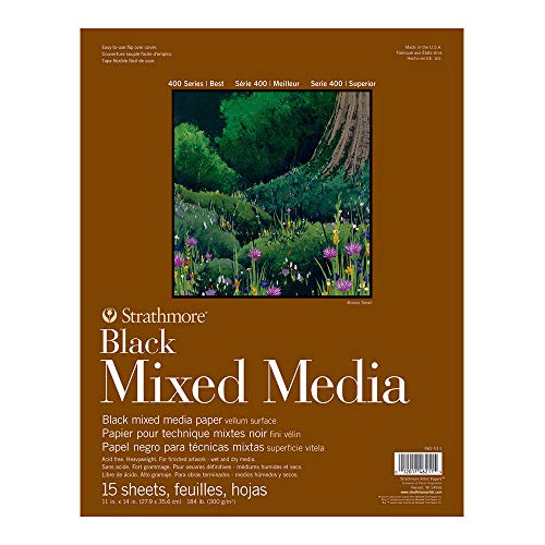 Strathmore 400 Series Black Mixed Media Pad, 11 x 14, 15 Sheets