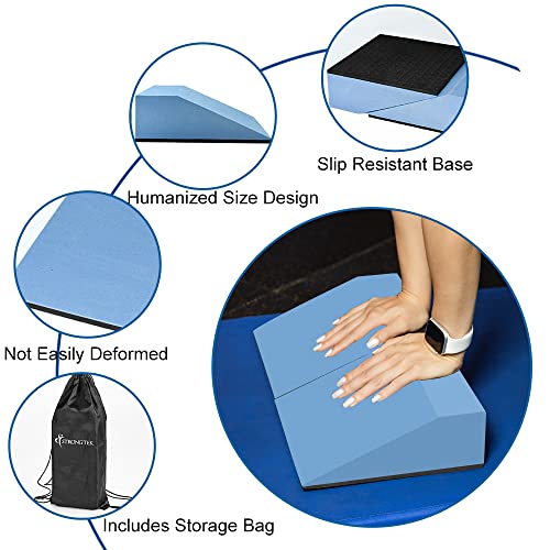 StrongTek 11.8 Yoga Wedge Blocks Pair, Foam Slant Board for Squ...
