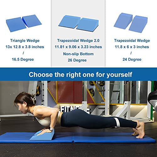 StrongTek 11.8 Yoga Wedge Blocks Pair, Foam Slant Board for Squ...