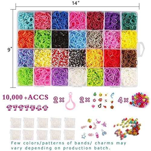 10,000 Rubber Bands Refill Pack Colorful Loom Kit Organizer for Ki...