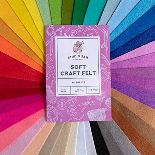 Studio Sam Felt Pack. Set of 40 Sheets, 8x12 inch. 1.5mm Thick. So...