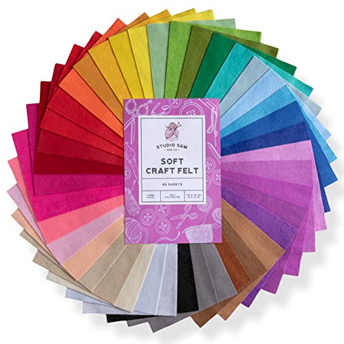 Studio Sam Felt Pack. Set of 40 Sheets, 8x12 inch. 1.5mm Thick. So...