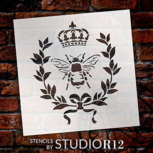 French Bee Stencil by StudioR12 | Crown, Laurel Wreath, Bee, Shabb...