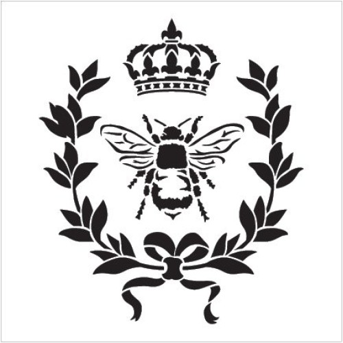 French Bee Stencil by StudioR12 | Crown, Laurel Wreath, Bee, Shabb...