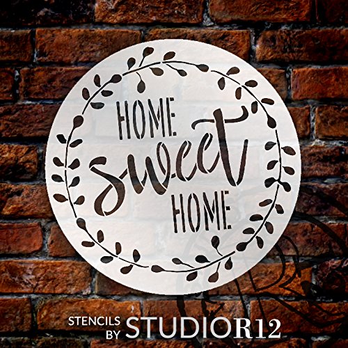 Home Sweet Home Stencil with Laurel Wreath by StudioR12 | Reusable...
