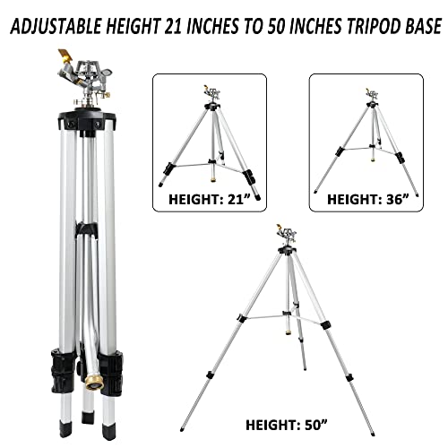 STYDDI Heavy Duty Impact Sprinkler on Tripod Base, Metal Pulsating...