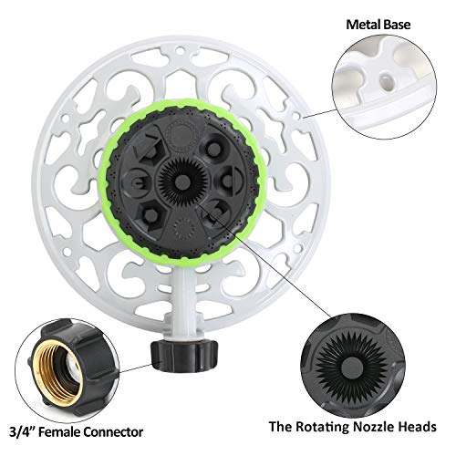 STYDDI Lawn Sprinkler, 8-Pattern Stationary Metal Garden Sprinkler...