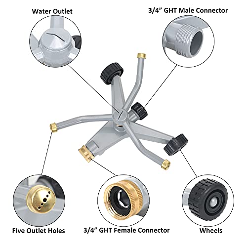 STYDDI Metal Revolving Whirling Sprinkler, Metal 3-Arms 360 Degree...