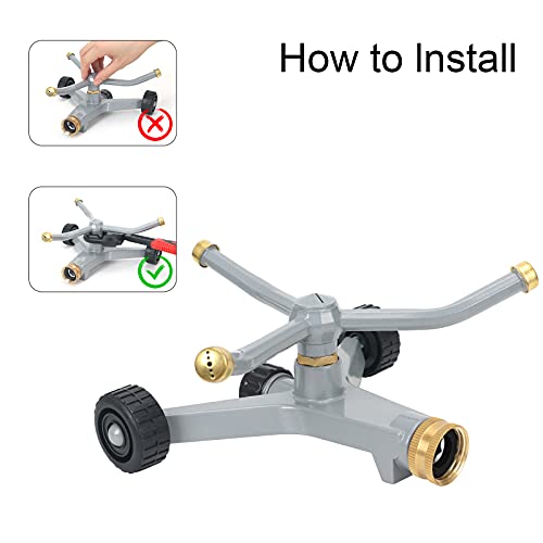 STYDDI Metal Revolving Whirling Sprinkler, Metal 3-Arms 360 Degree...