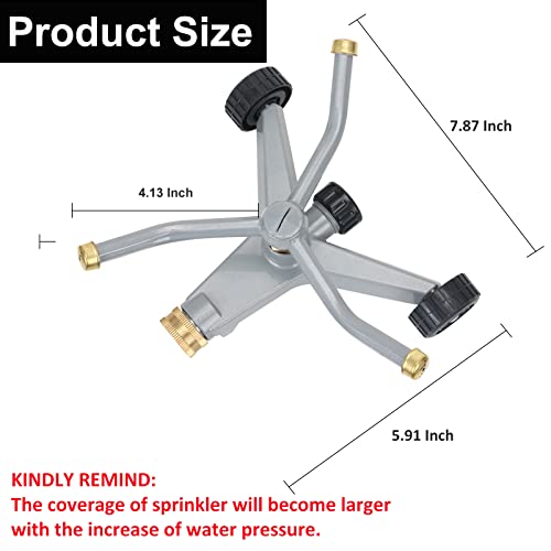 STYDDI Metal Revolving Whirling Sprinkler, Metal 3-Arms 360 Degree...