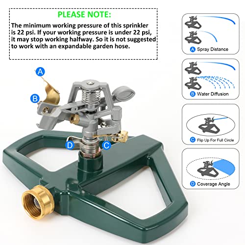 STYDDI Pulsating Impact Sprinkler with Metal Base, Heavy Duty Adju...