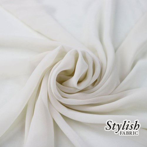 58 Off White Solid Color Sheer Chiffon Fabric by The Yard - 1 Yard