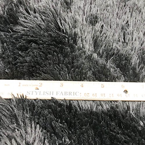 Charcoal Pile with Tassel Faux Fur Fabric