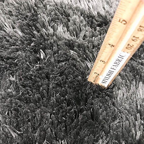 Charcoal Pile with Tassel Faux Fur Fabric