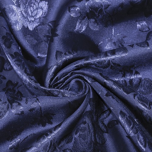 Floral Jacquard Brocade Satin Fabric by The Yard Navy