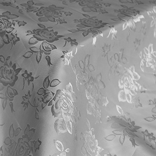 Floral Jacquard Brocade Satin Fabric by The Yard Silver