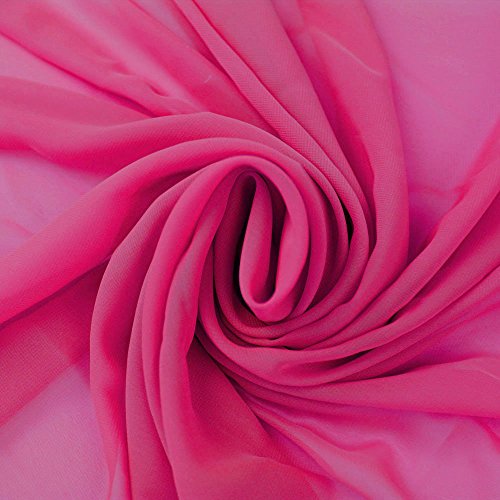 Hot Pink Chiffon Fabric by The Yard, Sheer Fabric, Solid Color Chi...