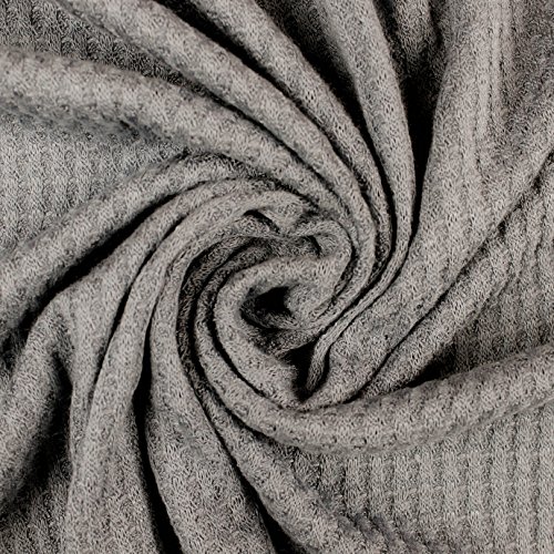 Waffle Rayon Spandex Open Knit Fabric Heather Gray
